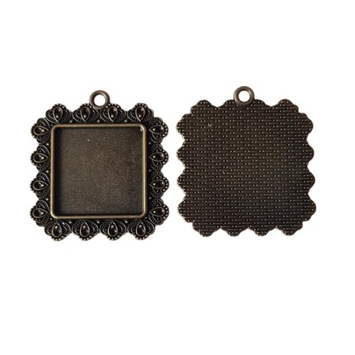 1 support cabochon carré pour pendentif couleur bronze supp 157