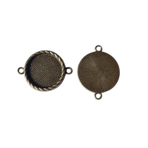 3 connecteurs support cabochon rond pour fabrication bijoux couleur bronze con 190