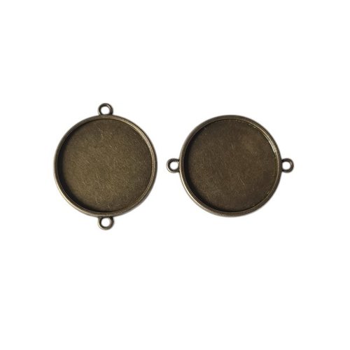 3 connecteurs support cabochon rond pour fabrication bijoux couleur bronze con 180