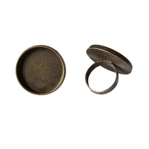2 supports cabochon pour bague ajustable ronde couleur bronze supb 100