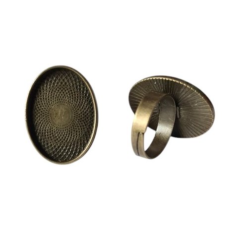 2 supports cabochon pour bague ajustable ovale couleur bronze supb 110