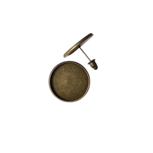 16 supports cabochon rond pour boucles d'oreille clou couleur bronze 18 mm supbo 200