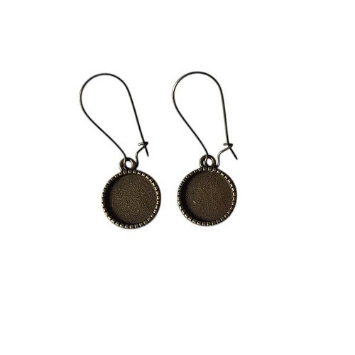 10 supports cabochon rond pour boucles d'oreille couleur bronze 12 mm supbo 240