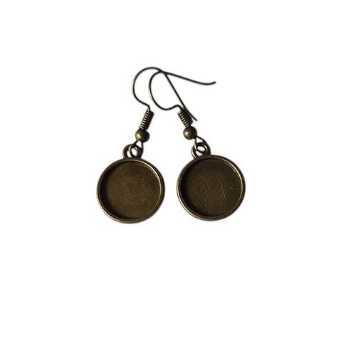 8 supports cabochon rond pour boucles d'oreille couleur bronze 12 mm supbo 230