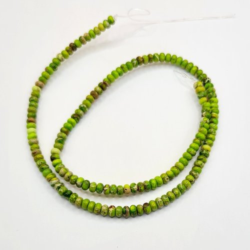 Fil de perle rondelle heishi pierre naturelle jaspers impériale 2 x 4 mm vert b