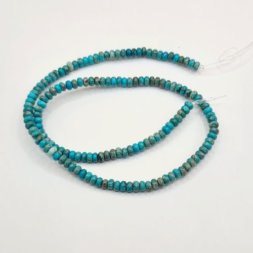 Fil de perle rondelle heishi pierre naturelle jaspers impériale 2 x 4 mm bleu