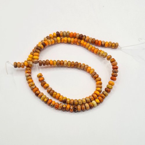 Fil de perle rondelle heishi pierre naturelle jaspers impériale 2 x 4 mm orange b