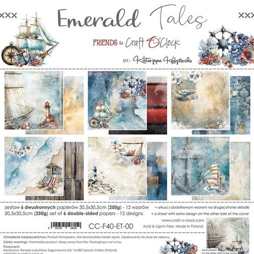 7 papiers imprimés scrapbooking 30 x 30 cm craft o’cock emerald tales