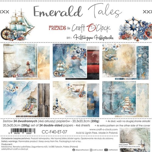 24 papiers scrapbooking 20 x 20 cm craft o' clock emerald tales 07