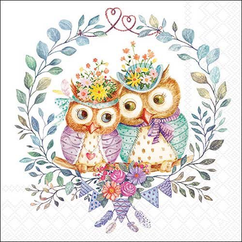 2 serviettes en papier 33 x 33 cm découpage collage chouettes a 610
