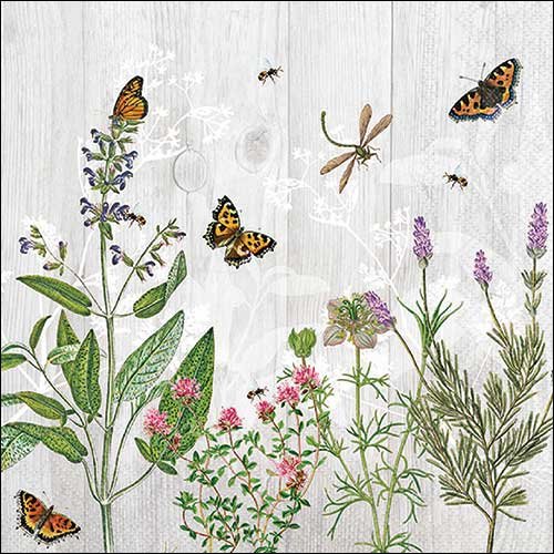2 serviettes en papier 33 x 33 cm découpage collage jardin papillon libellule n 180