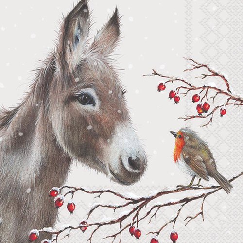 2 serviettes en papier 33 x 33 cm découpage collage anne oiseau noel n 602