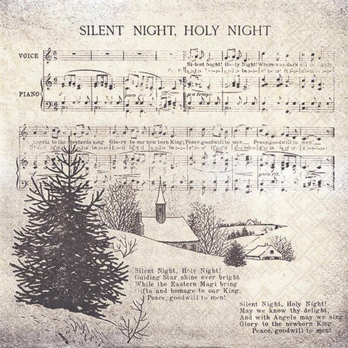 2 serviettes en papier 33 x 33 cm découpage collage musique de noel n 604