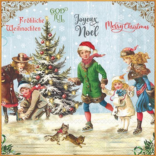 2 serviettes en papier 33 x 33 cm découpage collage ambiance de noel n 606