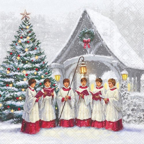 2 serviettes en papier 33 x 33 cm découpage collage chant de noel n 015