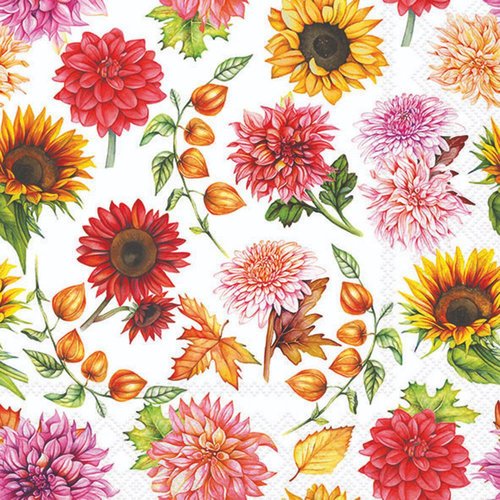2 serviettes en papier 33 x 33 cm découpage collage fleur d automne fl 1007