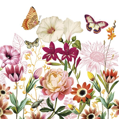 2 serviettes en papier 33 x 33 cm découpage collage jardin de fleurs fl 1009