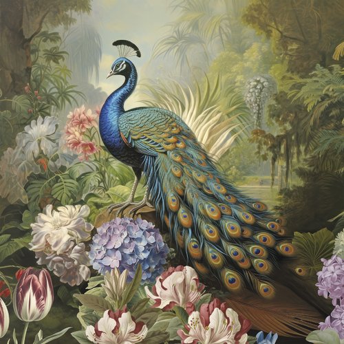 2 serviettes en papier 33 x 33 cm découpage collage oiseau paon o 409