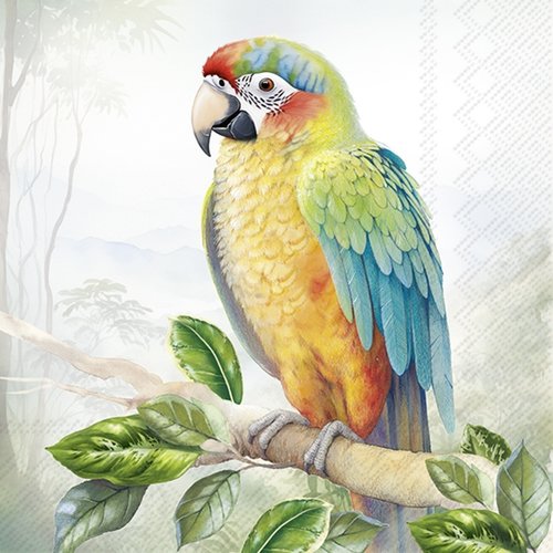2 serviettes en papier 33 x 33 cm découpage collage oiseau peroquet exotique o 403