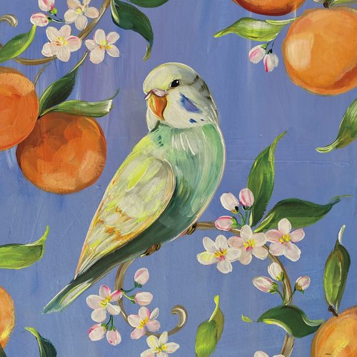 2 serviettes en papier 33 x 33 cm découpage collage oiseau peruche o 406