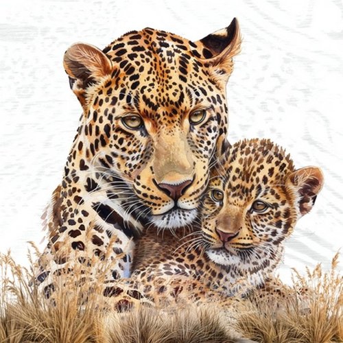 2 serviettes en papier 33 x 33 cm découpage collage leopard a 1005