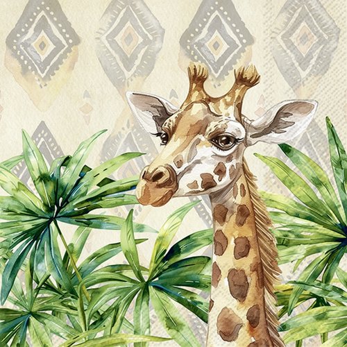 2 serviettes en papier 33 x 33 cm découpage collage girafe a 1013