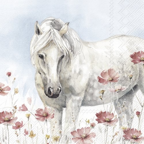 2 serviettes en papier 33 x 33 cm découpage collage cheval fleur rose a 1009