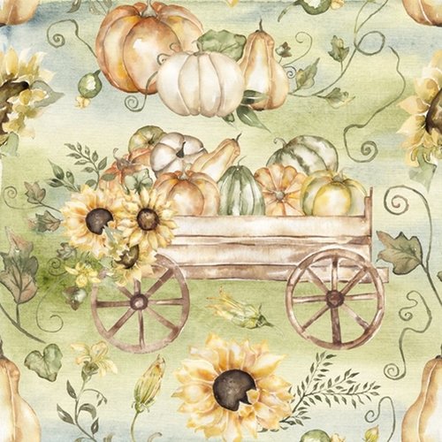 2 serviettes en papier 33 x 33 cm découpage collage charette legumes automne d 110 xl