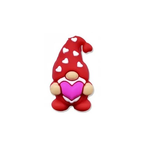 1 perle en silicone attache tétine, bijoux fantaisies, porte clefs gnome coeur rouge