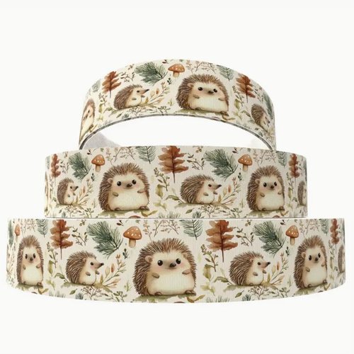 1 m de ruban gros grain imprimé 2.5 cm couture scrapbooking herisson
