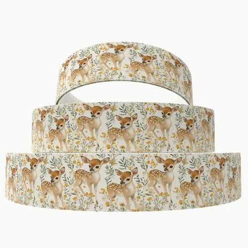 1 m de ruban gros grain imprimé 2.5 cm couture scrapbooking bambi
