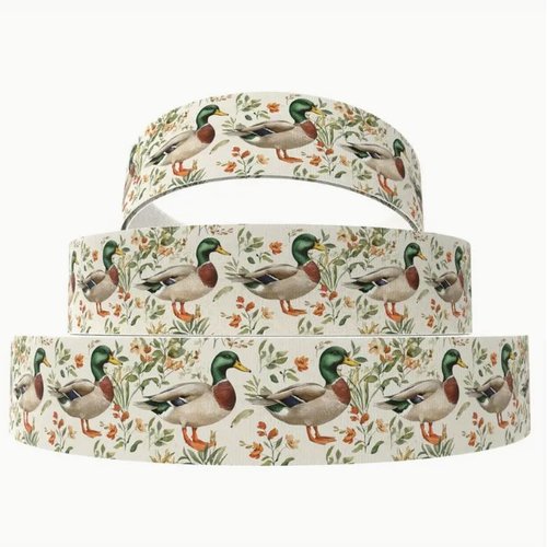 1 m de ruban gros grain imprimé 2.5 cm couture scrapbooking canard