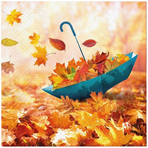 2 serviettes en papier 33 x 33 cm découpage collage nature automne feuille parapluie n 230