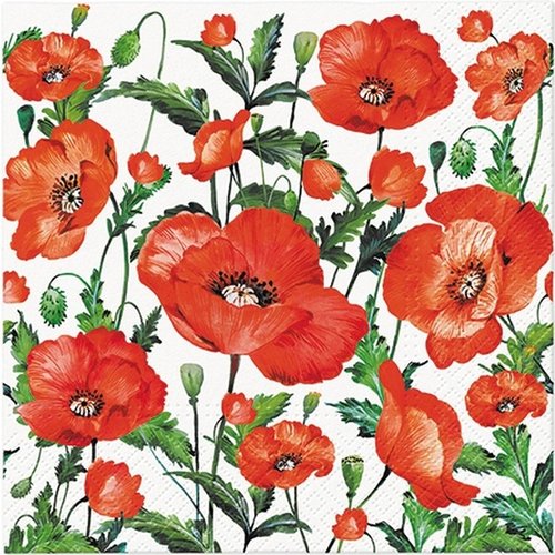 2 serviettes en papier 33 x 33 cm découpage collage fleur coquelicots f 4013