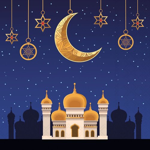 2 serviettes en papier 33 x 33 cm découpage collage mosque by night d 140 xl