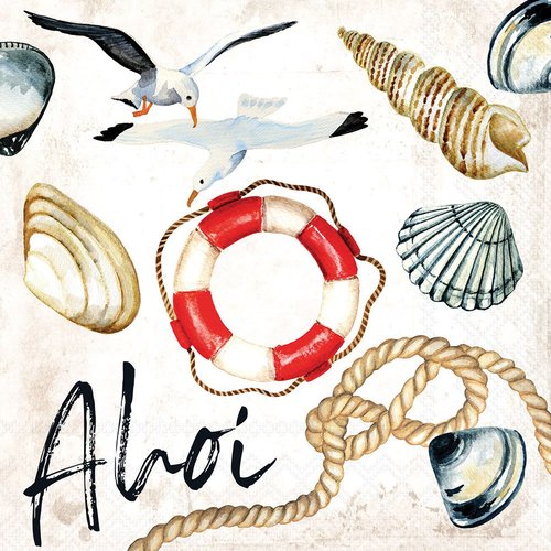 2 serviettes en papier 33 x 33 cm découpage collage ambiance marine