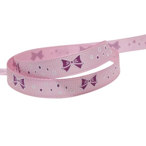 2 m de ruban galon fantaisie polyester 10 mm couture scrapbooking noeux fond rose