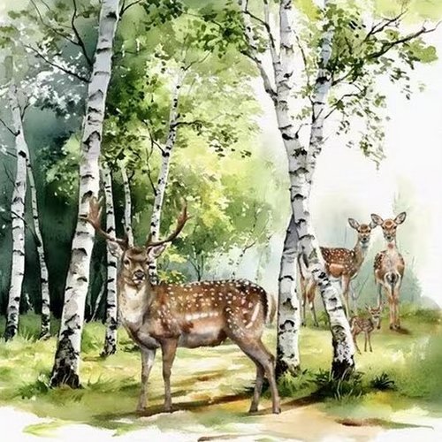 2 serviettes en papier 33 x 33 cm découpage collage animaux de la foret ass 100