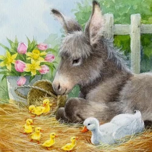 2 serviettes en papier 33 x 33 cm découpage collage ane canard fleur ass 205