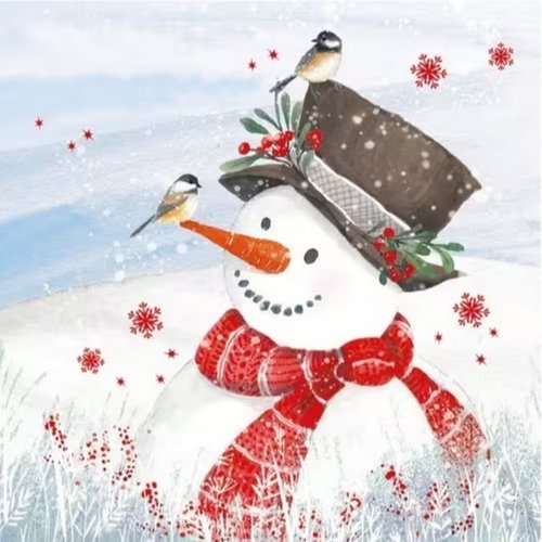 2 serviettes en papier 33 x 33 cm découpage collage noel bohomme de neige noss 613