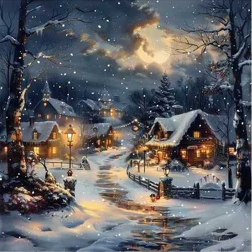 2 serviettes en papier 33 x 33 cm découpage collage nuit de noel noss 700