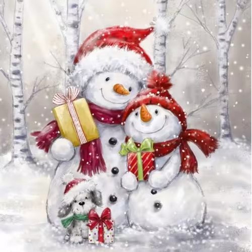 2 serviettes en papier 33 x 33 cm découpage collage noel bohomme de neige noss 703