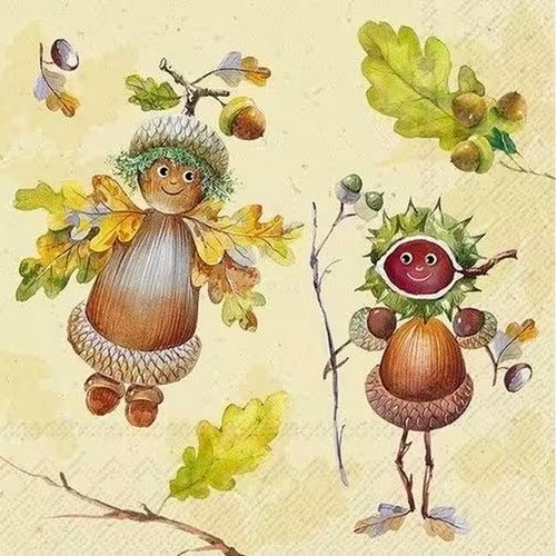 2 serviettes en papier 33 x 33 cm découpage collage nature ambiance automne nss 102