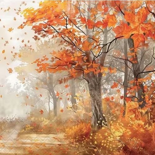 2 serviettes en papier 33 x 33 cm découpage collage nature arbre automne nss 101
