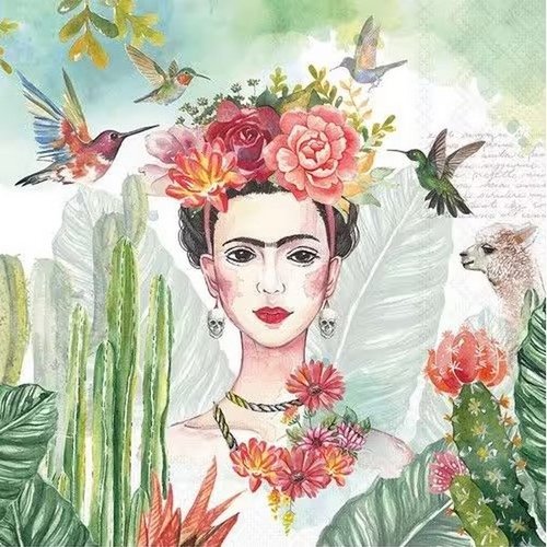 2 serviettes en papier 33 x 33 cm découpage collage frida dss 103