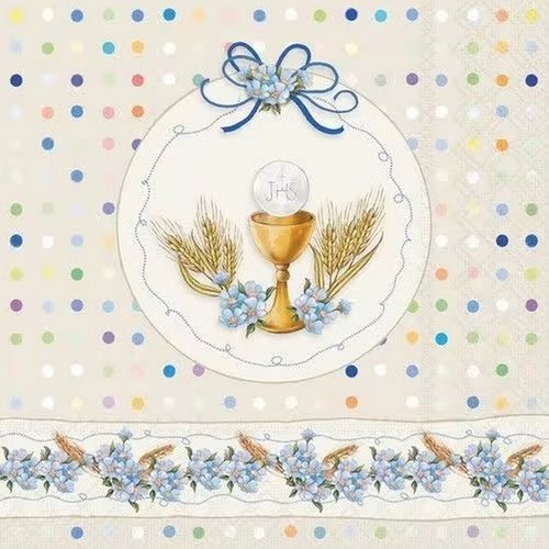 2 serviettes en papier 33 x 33 cm découpage collage communion dss 102