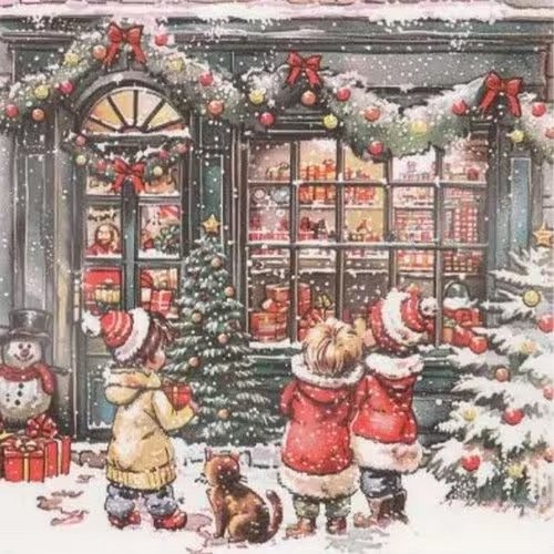 2 serviettes en papier 33 x 33 cm découpage collage vitrine de noel enfant noss 709