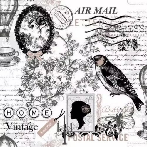 2 serviettes en papier 33 x 33 cm découpage collage vintage poesie