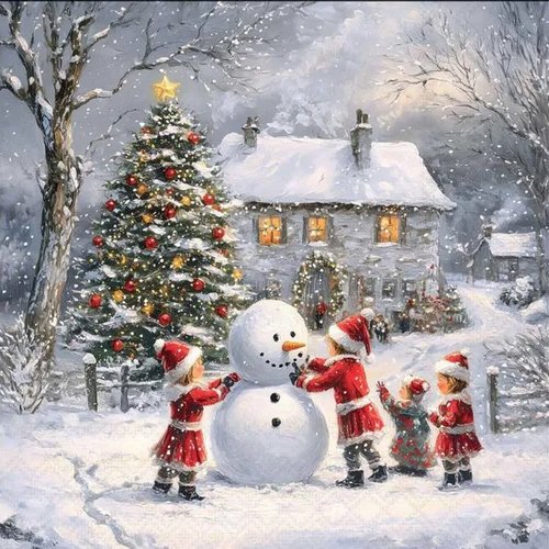 2 serviettes en papier 33 x 33 cm découpage collage ambiance de noel noss 112