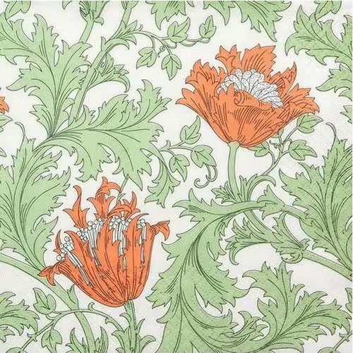 2 serviettes en papier 33 x 33 cm découpage collage fleur art nouveau flss 108